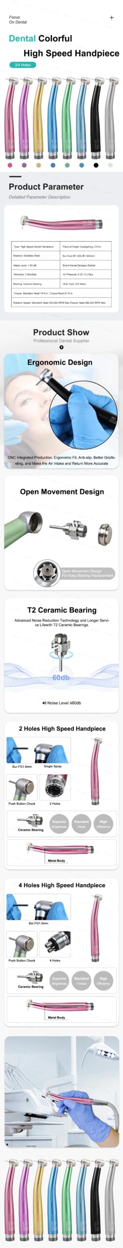 Colorful Standard Head Push Button Dental High Speed Handpiece 2/4 Holes Single Water Spray Air Turbine Dentistry Tool Colorful Standard Head Push Button Dental High Speed Handpiece 2/4 Holes Single Water Spray Air Turbine Dentistry Tool